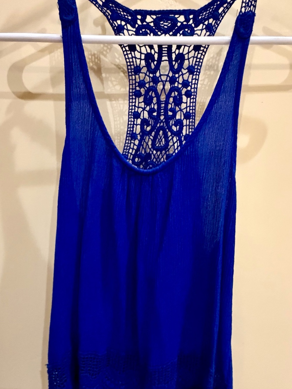 Active USA Royal Blue Crochet-Back Tank Top